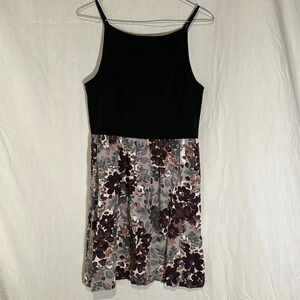 Ann Taylor LOFT black & purple floral dress size 4
